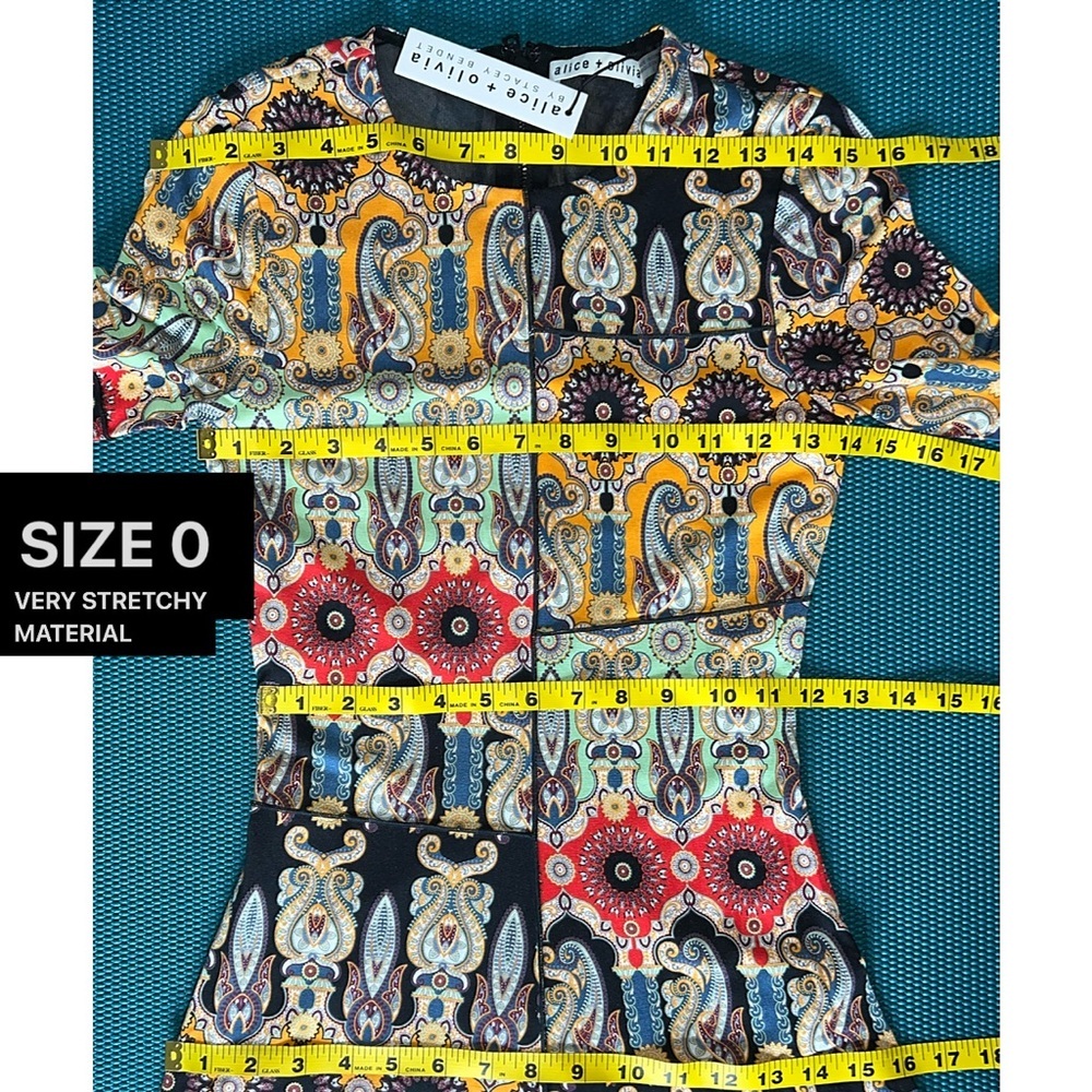 Alice + Olivia Delora Boho Print Floral Paisley Mini Dress - Picture 8 of 16